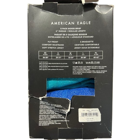 NWT AMERICAN EAGLE 5-Pack Boxer Briefs 6" Inseam Sz S Blue Red Jersey - Picture 2 of 3